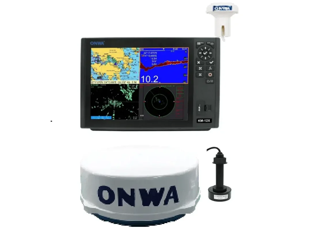 Onwa KM-12X 5-in-1 GPS Chart Plotter with EchoSounder, AIS & Radar